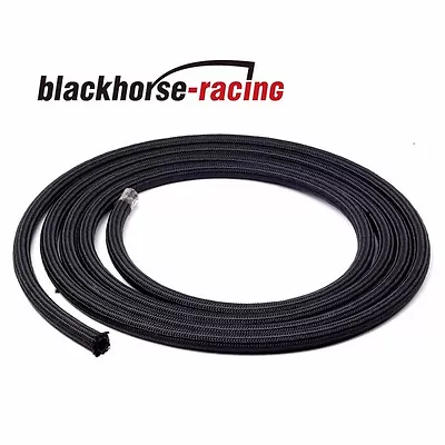 AN6 6AN 3/8  Fuel Line Hose Braided Nylon Stainless Steel Oil Gas CPE 10FT Black • $16.50