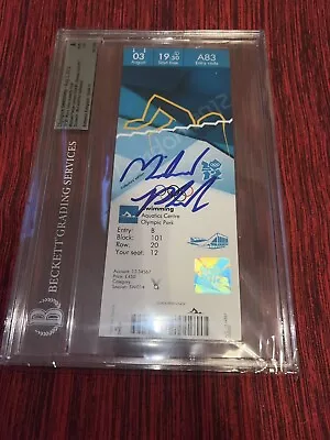 Michael Phelps Signed London 2012 Olympic Ticket 28 Gold Medals USA BAS Auto 10 • $1499.99