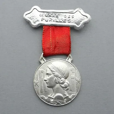 French Medal. Woman Marianne Female Child Orphan. Art Deco Pendant. By Bouvier. • $34.99