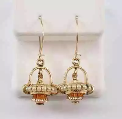 1Ct Round Cut Genuine White Pearl Vintage Dangle Earrings 14K Yellow Gold Plated • $114.79