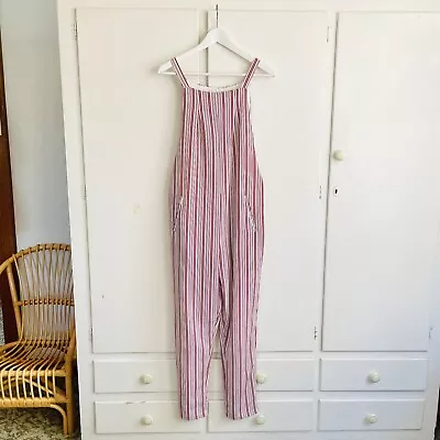 ZULU & ZEPHYR Red Striped Sleeveless Relaxed Fit Jumpsuit Romper Size 6 XS • $35