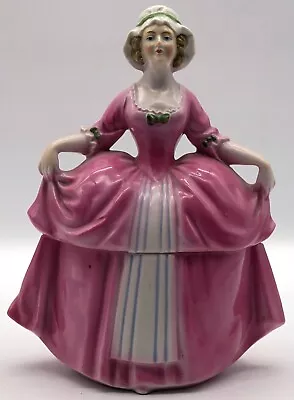 Vintage Porcelain Figurine Victorian Lady Trinket / Powder / Jewelry Box Germany • $19.99