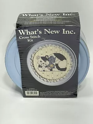 What's New Inc - Floral Kitty Tin #018101 - Cross Stitch Kit - Vintage - NEW • $15.99