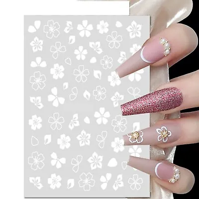 Nail Art Stickers Transfers Decals White Spring Flowers Fern Daisy Daisies J1867 • £1.85