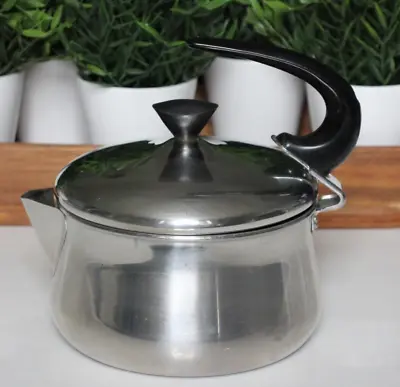 Vintage Farberware Model 762 Stainless Steel Swoop Handled Tea Kettle Teapot • $14.99