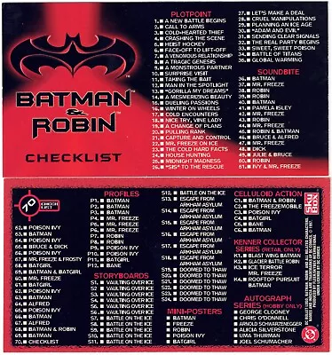 1997 Batman And Robin Movie By Skybox. Singles List. Cards $1 +Discounts+Inserts • $1.25