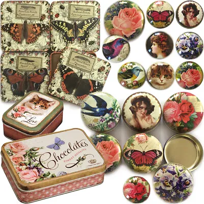 NOSTALGIA TIN BOX New Retro Victorian Vintage Gift Keepsake Pill Storage Trinket • £22.50