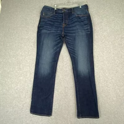 Abercrombie & Fitch Jeans Mens 36x32 Blue Button Fly Straight Leg Cotton Denim • $24.88