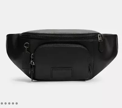 Coach Track Belt Bag Hip Pack Waist Pack Smooth Leather Black Mint Condition • $119.99