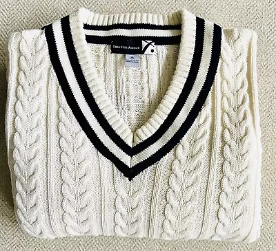 Men’s Saks Fifth Avenue  Cotton Cable Knit Tennis Sweater XL • $35