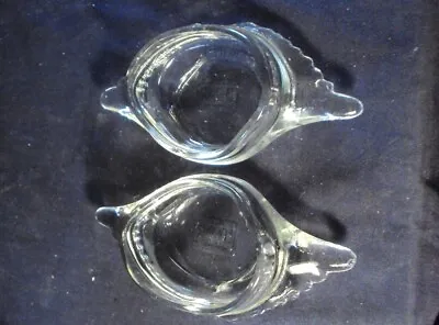 Individual Crab Bowls Shape Glassbake McKee Clear Glass Pair • $10.99
