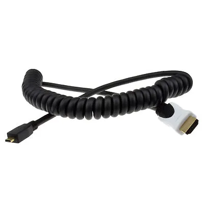 Coiled HDMI 2.0b To MICRO 4K UHD High Speed Cable Lead Gold • £6.38