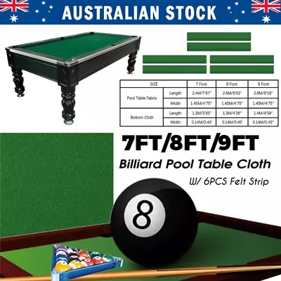 Worsted Billiard Snooker Pool Table Cover Cloth W/ Felt Strip Heavy Duty 7/8/9FT • $41.98