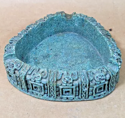 Vintage 1970’s Mayan Aztec Green Malachite Stone Resin Ashtray • $29.99