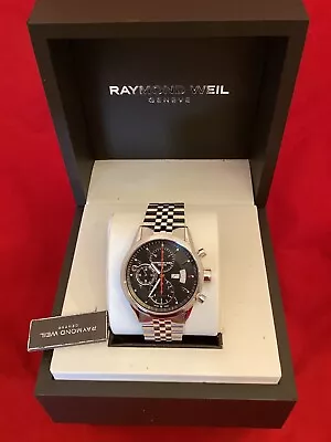 Raymond Weil Freelancer 42mm Steel Black Dial Automatic Mens Watch 7730-ST-20041 • $1495