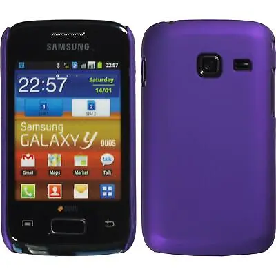 Hard For Samsung Galaxy Y Duos Cover Purple Rubberised +2 Protector • $15