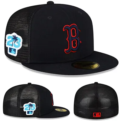 New Era Boston Red Sox Navy Fitted Hat MLB 23 Official SP Mesh Back Cap • $45.95