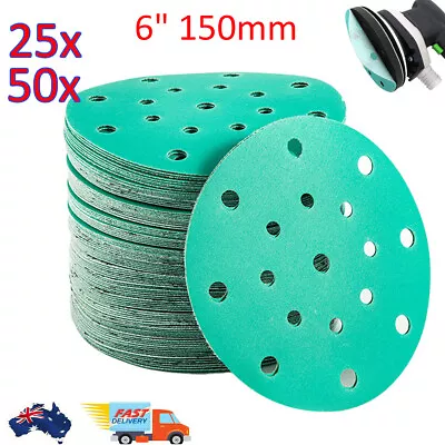 150mm 6  Sanding Discs Pads Sander Abrasive Hook Loop Orbital Sandpaper 60-320G • $14.84