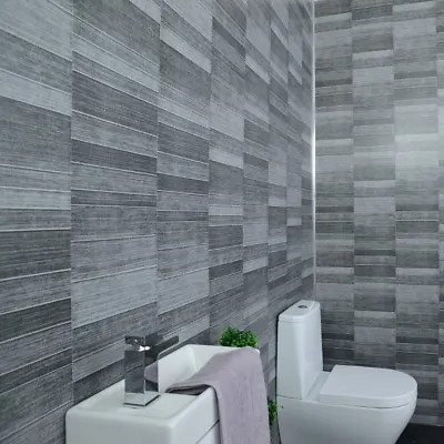 Grey Bathroom Cladding Tile Effect 5mm PVC Wall Panels Shower Wet Wall Cladding • £645