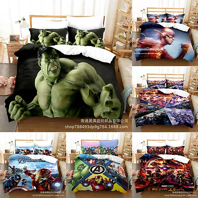 Avengers 3PCS Bedding Set Duvet/Comforter Cover & Pillowcases Quilt Cover Gift • $66.49