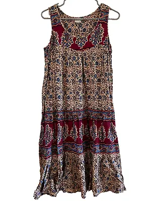 VTG 1970s Hippie Boho Festival Gauzy Dress India Cotton GEETA Coachella Medium • $128