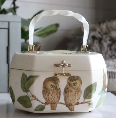 Vintage Bakelite Purse Handbag OWL Annie Laurie Originals Mirror Inside Vanity • $55.99