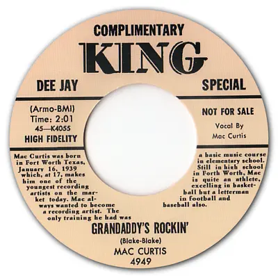 MAC CURTIS -  GRANDADDY'S ROCKIN  C/w  HALF HEARTED LOVE  - BLACK VINYL - LISTEN • £10