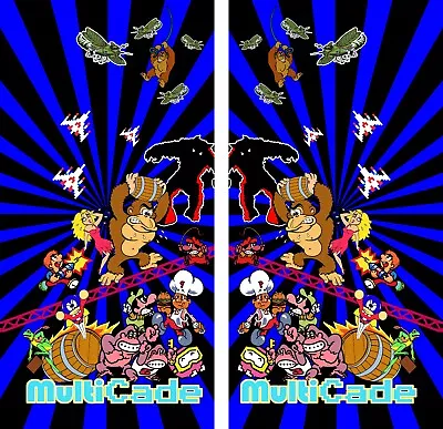 Multicade Arcade Side Art Decal Set 2pc Blue Full Size High Quality Graphics • $140