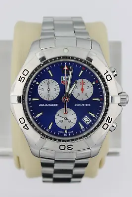 Tag Heuer CAF1112.BA0803 Mens Watch Blue Silver Aquaracer Chronograph Diving SS • $970