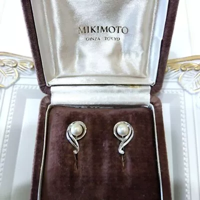 Mikimoto Authentic 7mm Akoya Pearl Silver 925 Earrings Non-pierced With Box • $169