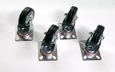 4 Pack Swivel Caster Wheels 3  Rubber Wheel Top Plate & Bearing Heavy Duty NEW • $17.99