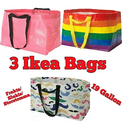 3 Pack IKEA Bag Mustache Rainbow Pink 19 Gallon Frakta Storstomma Bags New • $14.97