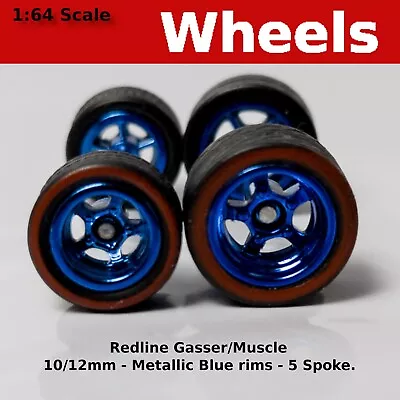 Gasser/Muscle Car - Metallic Blue - Redline - 10mm/12mm For Hot Wheels • $3.89