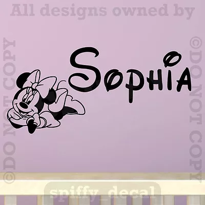 Personalized Name Walt Disney Minnie Mouse Custom Wall Decal Vinyl Sticker Decor • $12.78