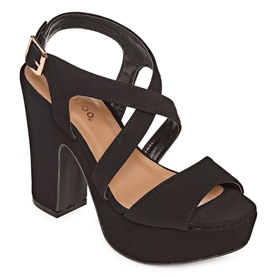 Bamboo Sandbar Black Heeled Sandals NIB 74s ModCloth Size 8.5M • $31.63