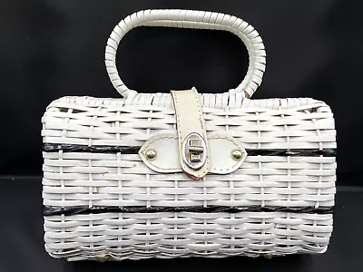 Vintage Plastic Wicker Handbag Purse Made In British Colony Hong Kong Retro • $44.09