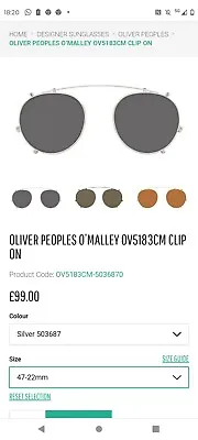 Oliver Peoples O'Malley Glasses Sunglasses Clip On • £69.45