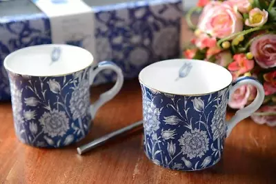 V&A Set Of 2 William Morris - Wild Tulip Fine Bone China Mugs 230 Ml 8 Fl Oz • £22.26