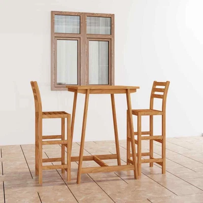 £318.42 • Buy VidaXL 3 Piece Outdoor Bar Set Solid Acacia Wood UK Ship