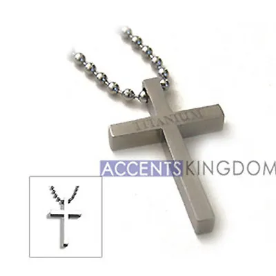 Accents Kingdom Men's Titanium Classical Cross Pendant Necklace C1 • $39.99