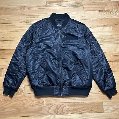 Southpole Flight Jacket Men’s Med Black Full Zip Quilted Lining MA-1 Bomber Coat • $54.90