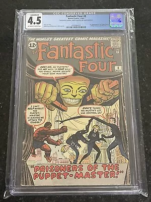 FANTASTIC FOUR #8! 1962 1ST App Of Puppet Master CGC 4.5 Conserved • $350