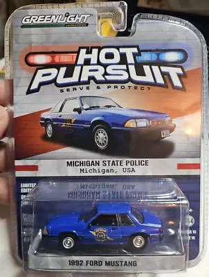 Greenlight Hot Pursuit Michigan State Police 1992 Ford Mustang Series 16 Foxbody • $34.99