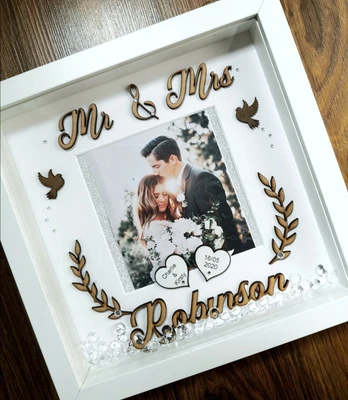 £23.99 • Buy PERSONALISED WEDDING Gift 3D Box Frame, Home Decor, Birthday,Anniversary
