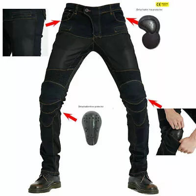 Mens Motorcycle Riding Jeans Anti Drop Pants Racing Trousers Summer Mesh CE Gear • $88.87