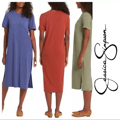 Jessica Simpson Ladies' Spring Summer Pocket Midi Tee Dress Size S To 3xl • $14.99