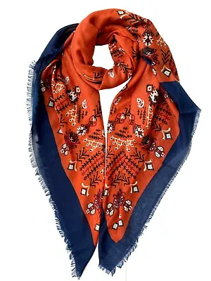 Bohemian Style Print Square Scarf With Tassel 140/140cm Shawl Hijab Cover Up • £5.99