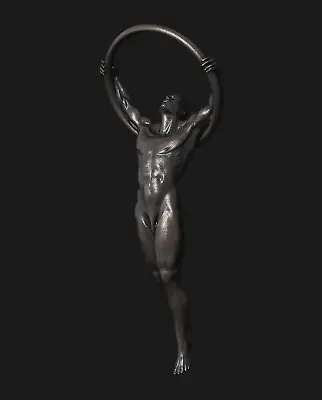  Male Nude Bronze Sculpture Pendant By ArtistTitled “A Man Hangs Back” • $149