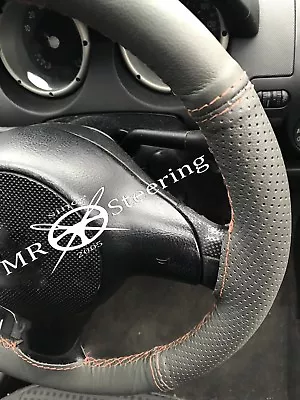 For Vauxhall Vectra B Grey Two Tone Leather Steering Wheel Cover Beige Stitching • $35.82