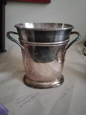 Pottery Barn Silverplate Wine Cooler Chiller Bucket 8 3/4  Height Divided • $55.99